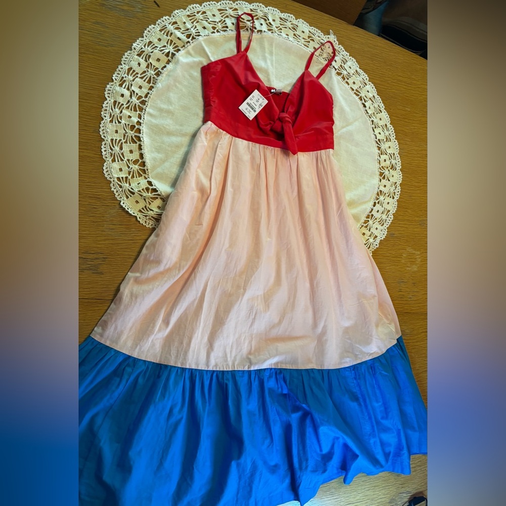 J. Crew Red and Pink Tiered Sundress